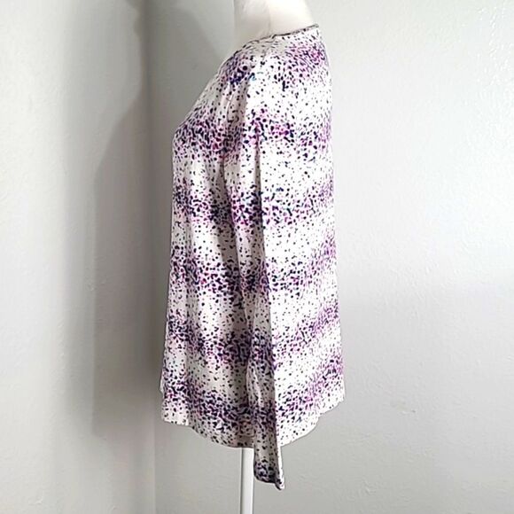 Talbots White Ink-Splashed Longsleeve T-Shirt, Size Medium - Picture 5 of 7